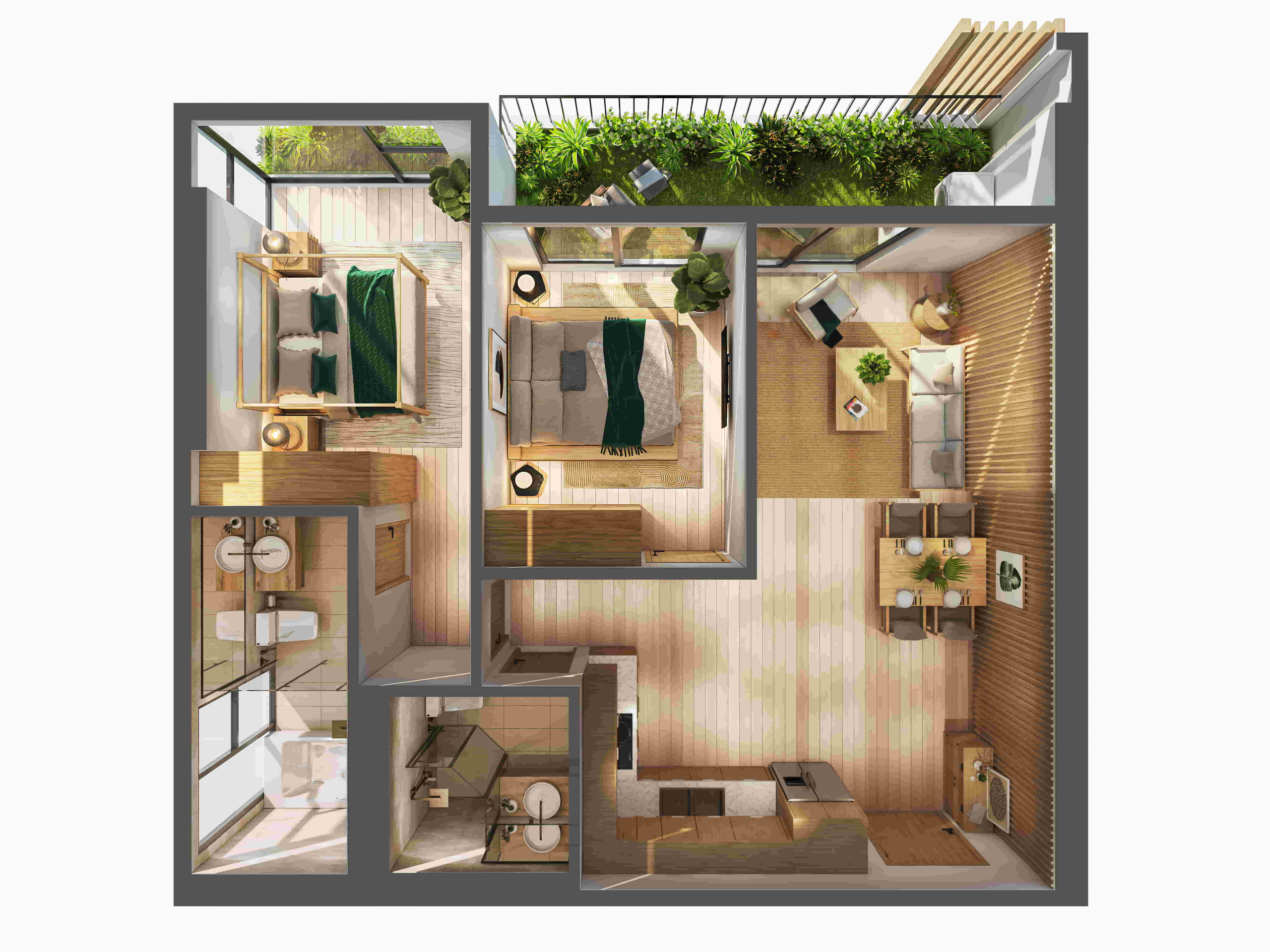 Chung cư Skyforest Ecopark - Vẽ thiên nhiên lên bầu trời 19 layout skyforest 2 ngu bep chu L scaled