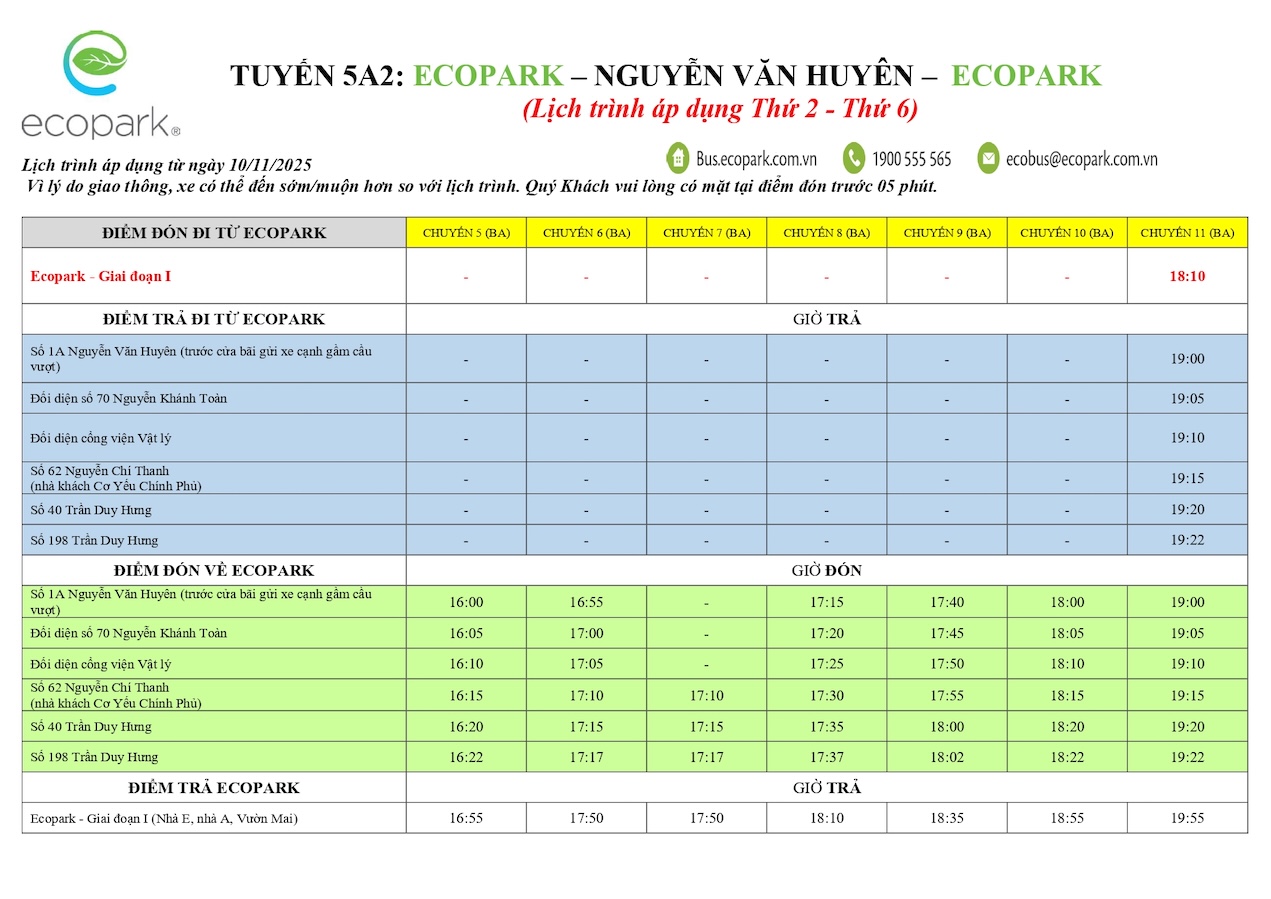 xe bus ecopark nguyen van huyen 5A2
