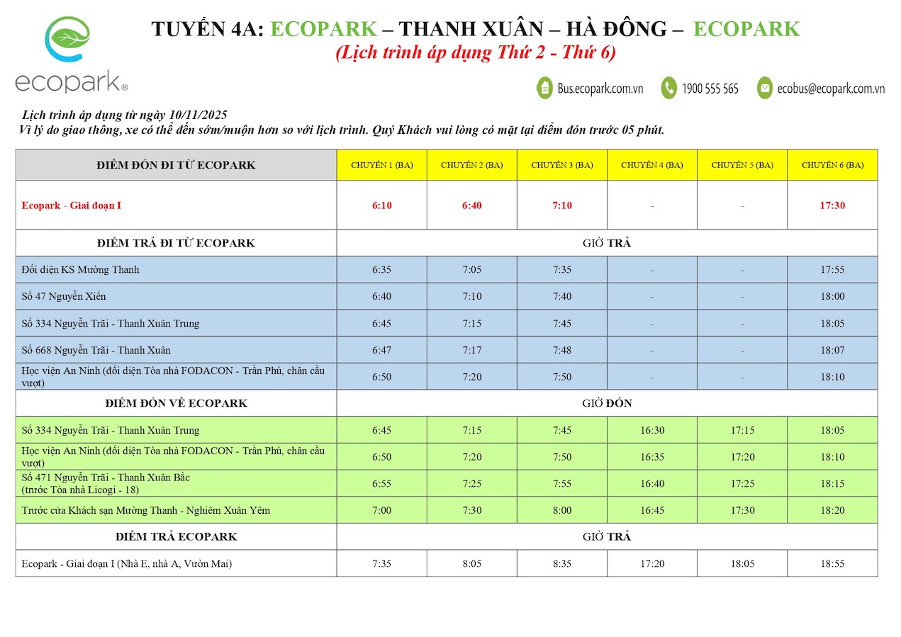 xe bus ecopark thanh xuan ha dong 4A